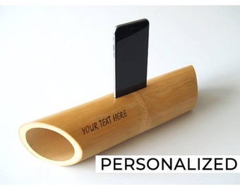 Handmade Bamboo iPhone Speaker, Acoustic Phone Dock, Personalized Gift, Unique Dad Gift