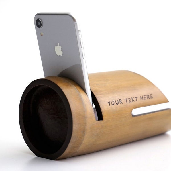 Brown - Pichwai Handpainted Hand Carved Natural Bamboo Wood Phone Audio Amplifier Speaker 07 main image 0
