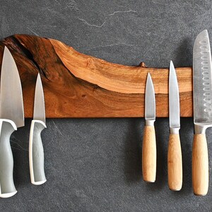 Personalized Live Edge Walnut Magnetic Knife Holder: Chef's Kitchen Organizer, Dad Gift Idea image 9