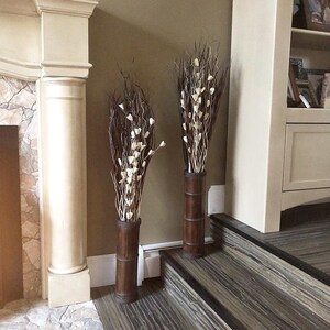 Bamboo Floor Vases Set of 3: Rustic Farmhouse Decor, Wooden Floor Vases, Outdoor Decor, Home Gift For Her image 14