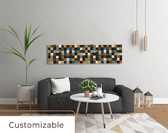 Wooden Squares Wall Art, Home Wall Decor, Custom Furniture, Colorful Wall Art, Modern Wooden Art, Wood Wall Art, Wooden Mosaic Wall Art