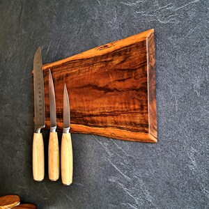 Personalized Live Edge Walnut Magnetic Knife Holder: Chef's Kitchen Organizer, Dad Gift Idea image 5