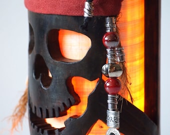 Pirates Of The Caribbean, Captain Jack Sparrow, Pirate Lamp, Skull Lamp, Skull Light, Pirate Lamp John Silver Captain Hook, Wiccan Light