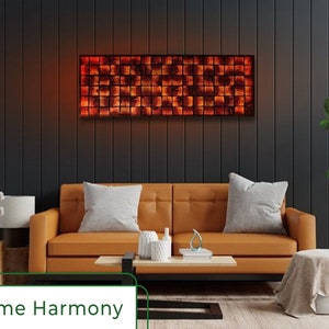 Mosaic Wood LED Wall Art: Backlit Pine Panel, Man Cave Decor