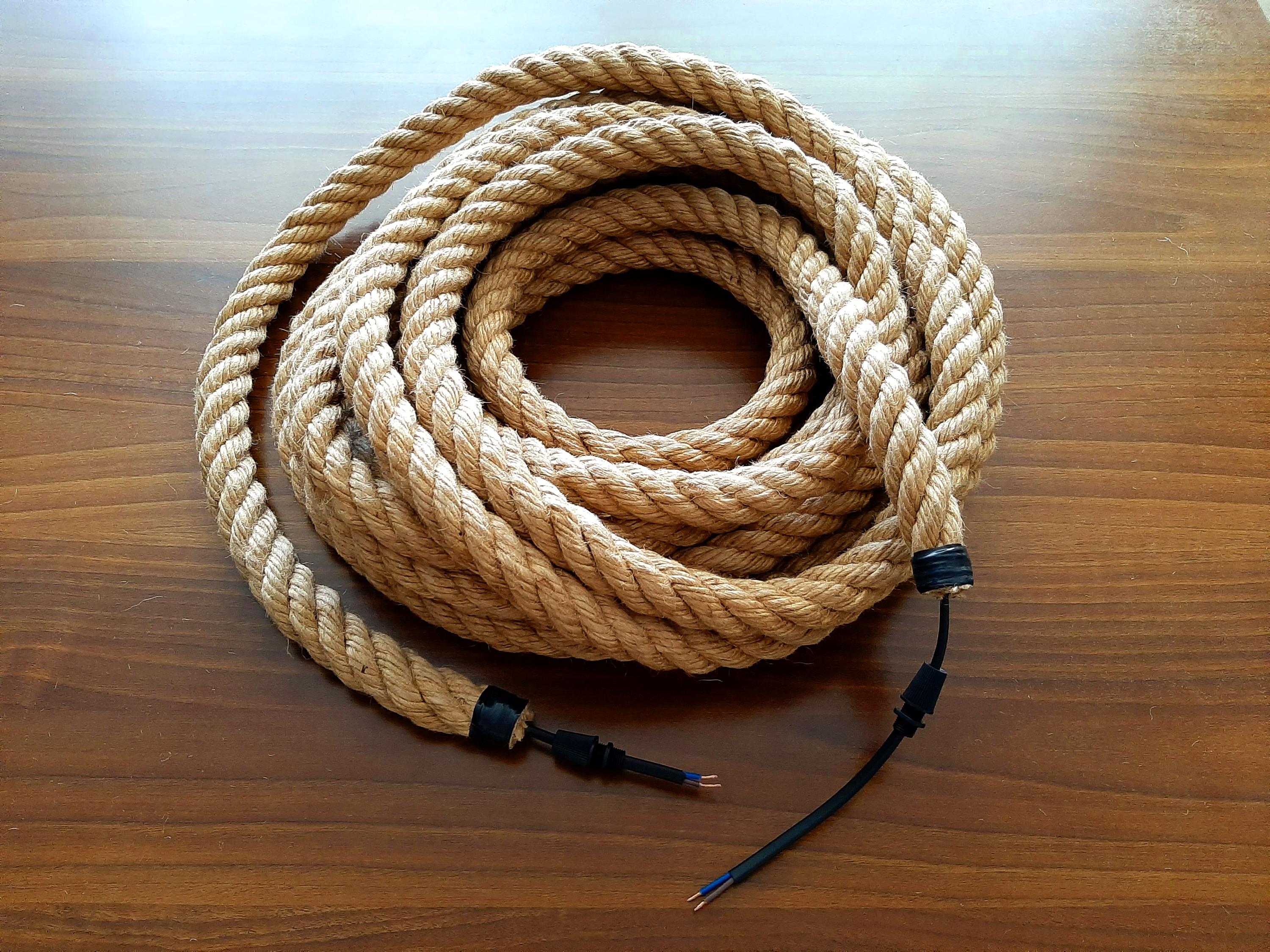 Twisted Jute Rope Light Cord: Rustic Farmhouse Lighting Cable, Rope ...