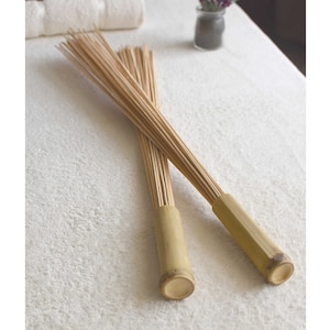 Set Of 2 Massage Bamboo Broom, Hammer Tapotement Sticks, Natural Bamboo Tool, Body Relaxation Tools, Cellulite Brooms, Sauna Accessories