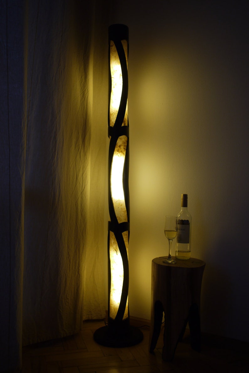 Floor Lamp Tall Floor Lamp Wood Floor Lamp Bamboo Floor Etsy