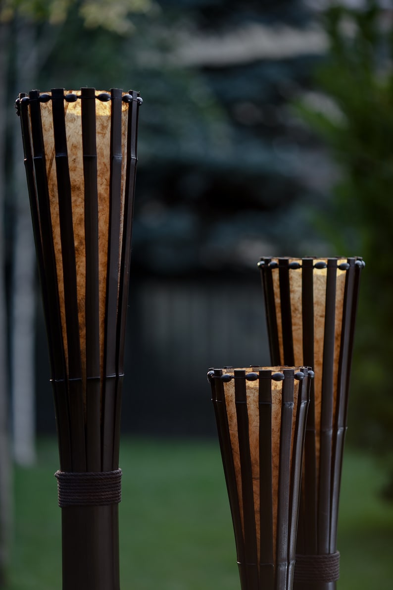 Floor Lamp Torchiere Made of Artisan Bamboo Wood Statement Etsy