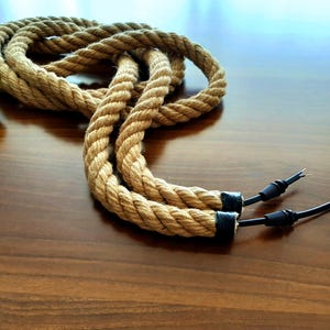 Twisted Jute Rope Light Cord: Rustic Farmhouse Lighting Cable, Rope ...