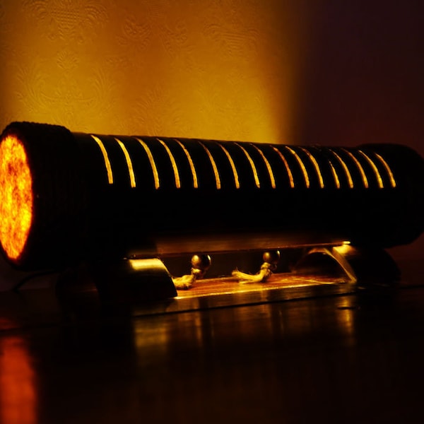 Handmade Bamboo Table Lamp: Wooden Tribal Light Decor