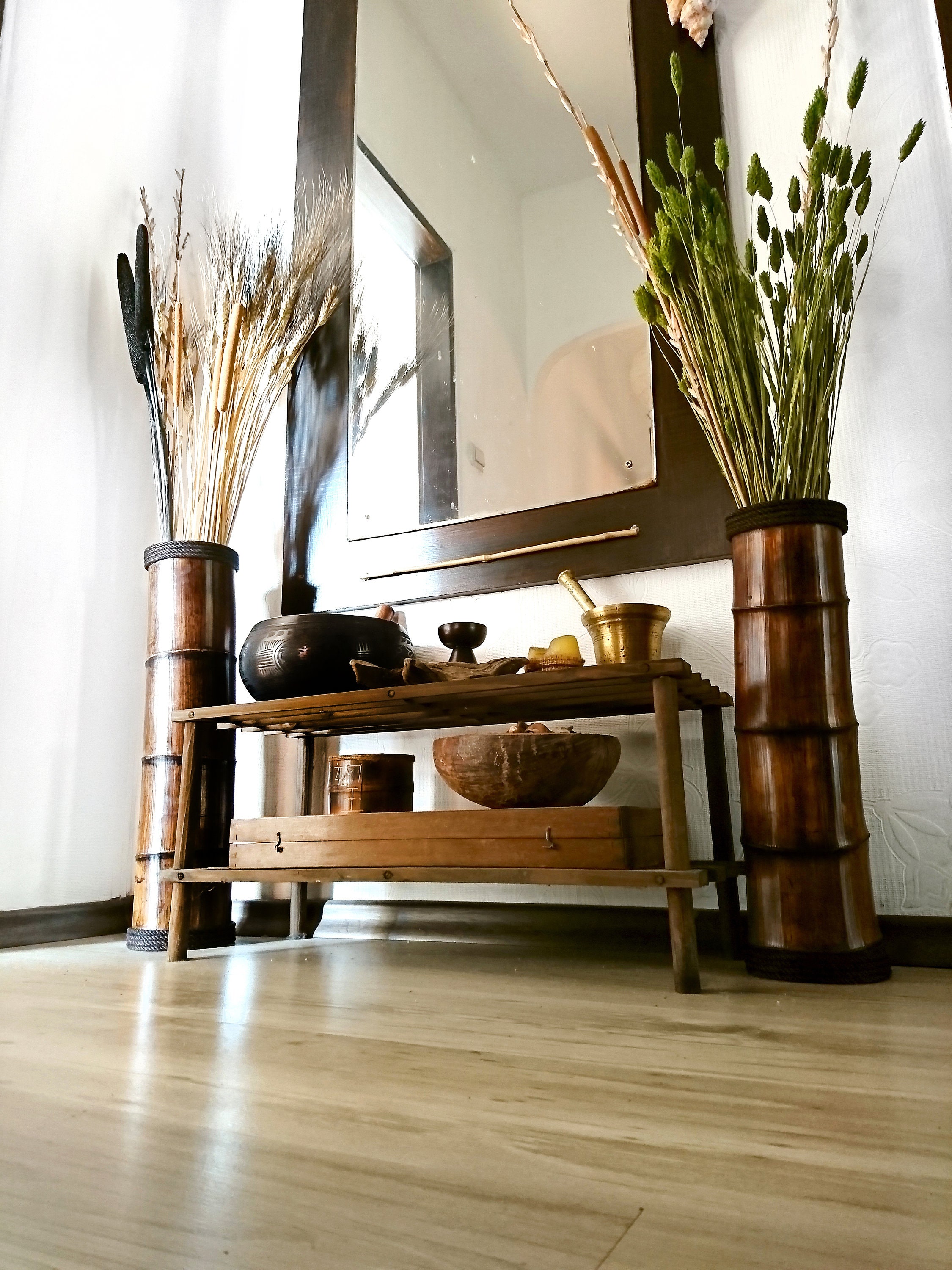 Wooden Floor Vases Garden Vases Patio Decor Bamboo Etsy