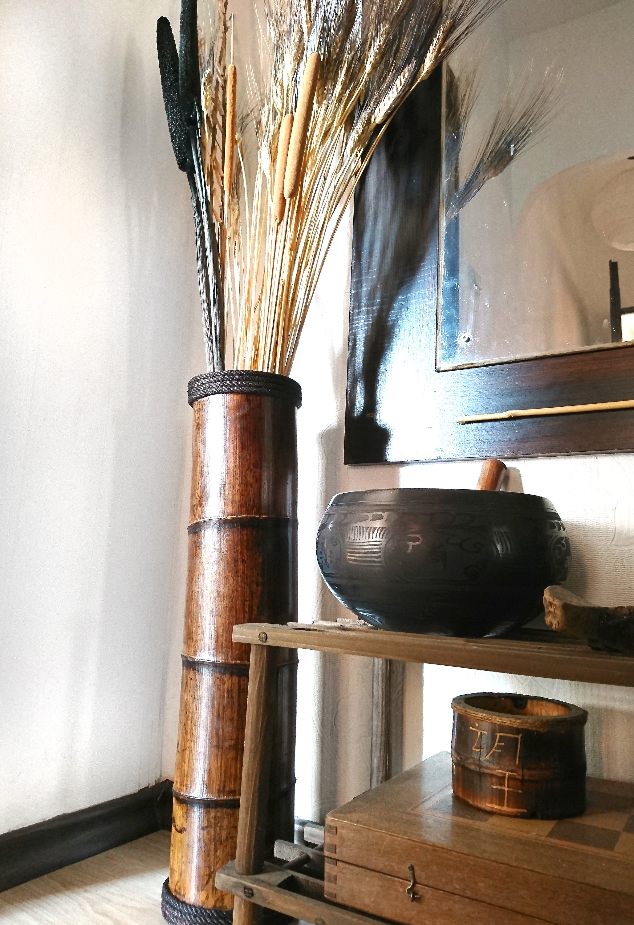 Floor Vase Wood Vase Garden Decor Patio Decor Flower Vase Etsy