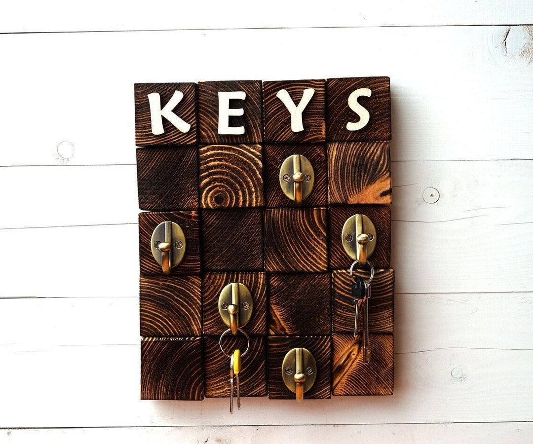 Wood Key Hanger, Entryway Organizer, Handmade Furniture, Crafted Key