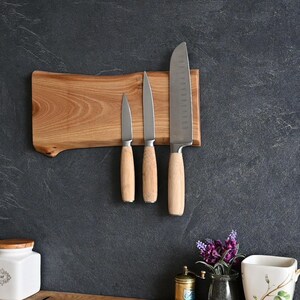Personalized Live Edge Walnut Magnetic Knife Holder: Chef's Kitchen Organizer, Dad Gift Idea image 7