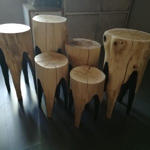 Rustic Tree Stump Side Table: Modern Farmhouse Wood Stool image 16