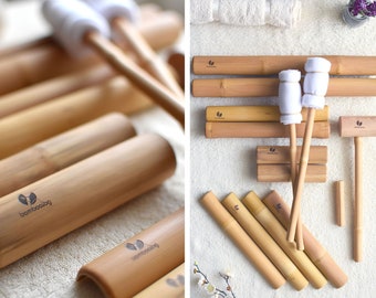Set Of 14 Bamboo Mаssage Sticks And Rollers, Bamboo Fusion Massage, Wood Therapy Tools, Swedish Massage Starter Kit, Madero Therapy Rollers