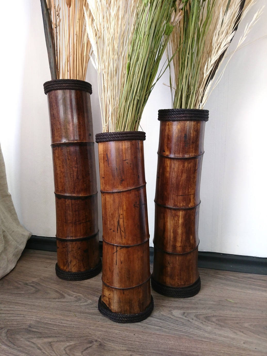 Set Di 2 Vassoi In Bambù Naturale Con Manici: Ecologici, Impilabili, Per Colazione, Decorazione E Organizzazione (Grande 42,8x30,5 Cm)