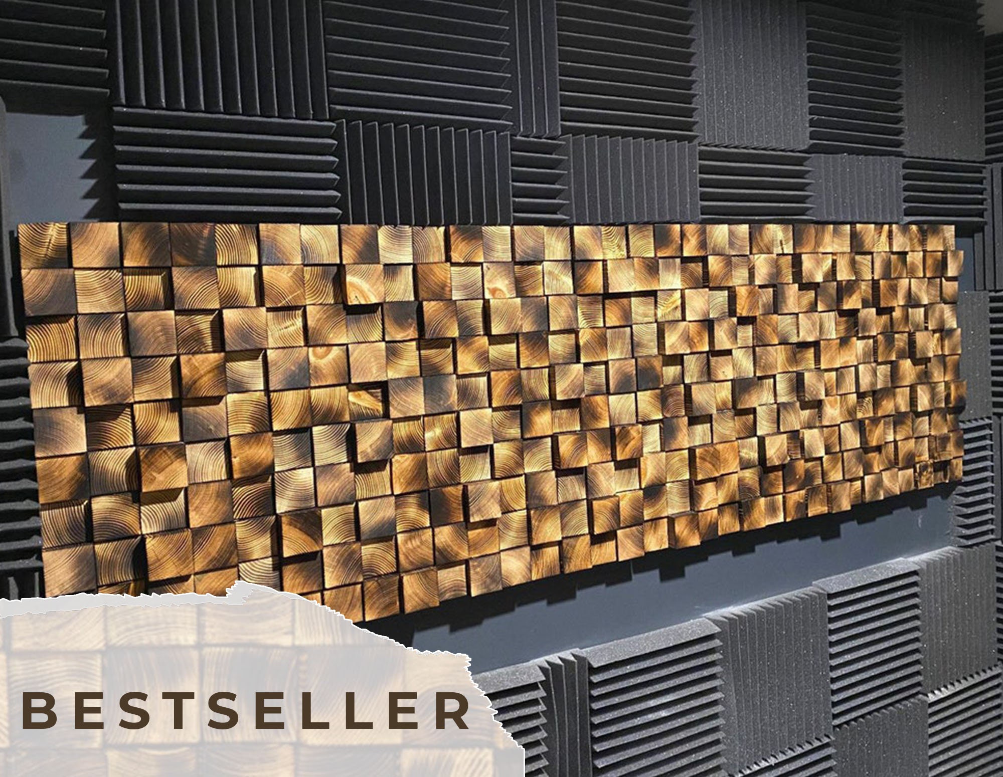 Addictive Sound Panneau Acoustique Mural 'AbFuser WOOD' 100x50x11 cm -  Diffuseur Acoustique Bois - Panneaux Acoustiques Pour Home Studio Musique 