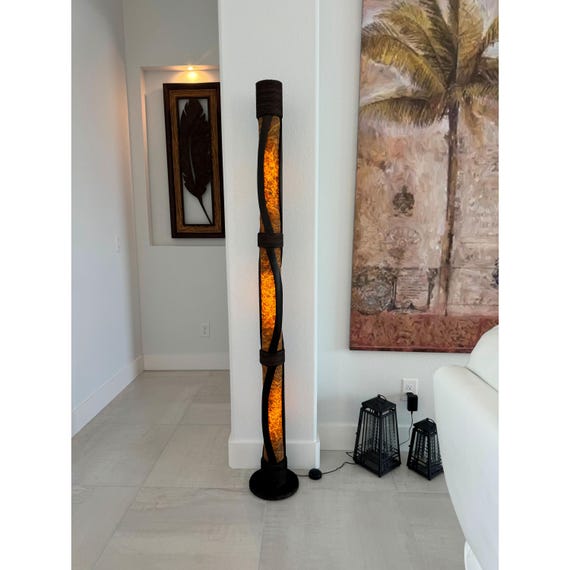 Wood Floor Lamp, Wedding Decor, Bamboo Floor Lamp, Rustic Floor Lamp, Country Cottage Decor, LED Floor Lamp, Big Standing Lamp, Tall Light