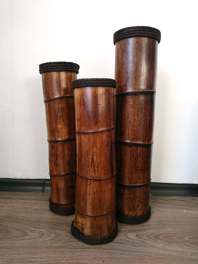 Rustic Wedding Vases Wood Floor Vases Set of 3 Vases Etsy
