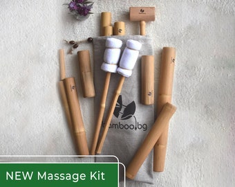 Bâtons de massage en bambou, rouleaux de massage en bois de bambou, lot de 14 outils de massage en bois, massage fusion au bambou, outil de thérapie du bois, réchaud de massage