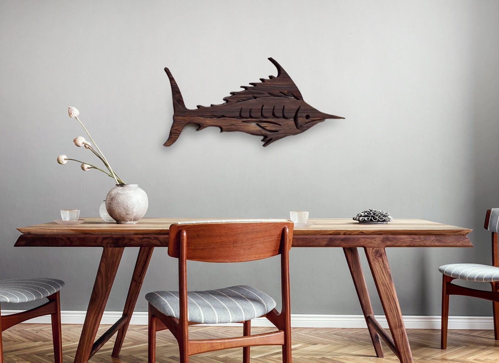 Wooden Marlin Wall Art Hand Carved Fish Wall Art Coastal Etsy