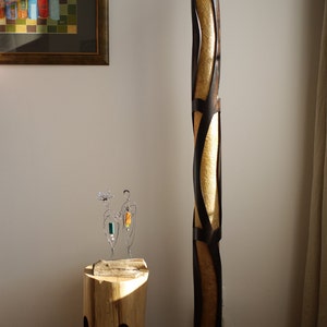 Floor Lamp, Standing Lamp, Tall Floor Lamp, Wood Floor Lamp Bamboo, Rustic Modern Floor Lamp, Artisan Floor Lamp, Boho Standing Lamp image 3