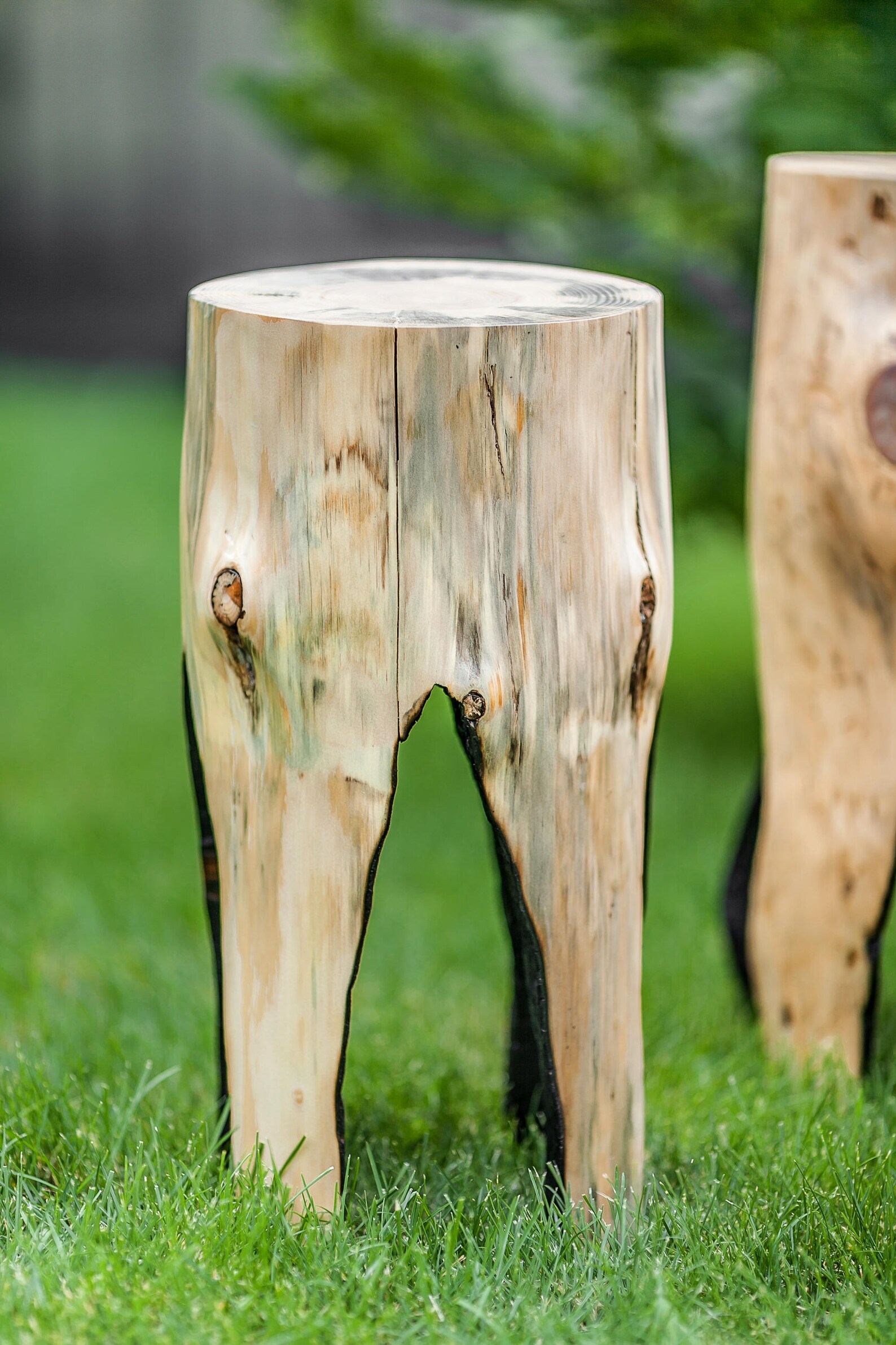 Wood Stump Side Table Wooden Boho Nightstand Nordic Side Etsy