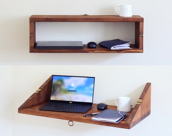 Pine Wood Wall Mount Desk: Foldable Standing Desk