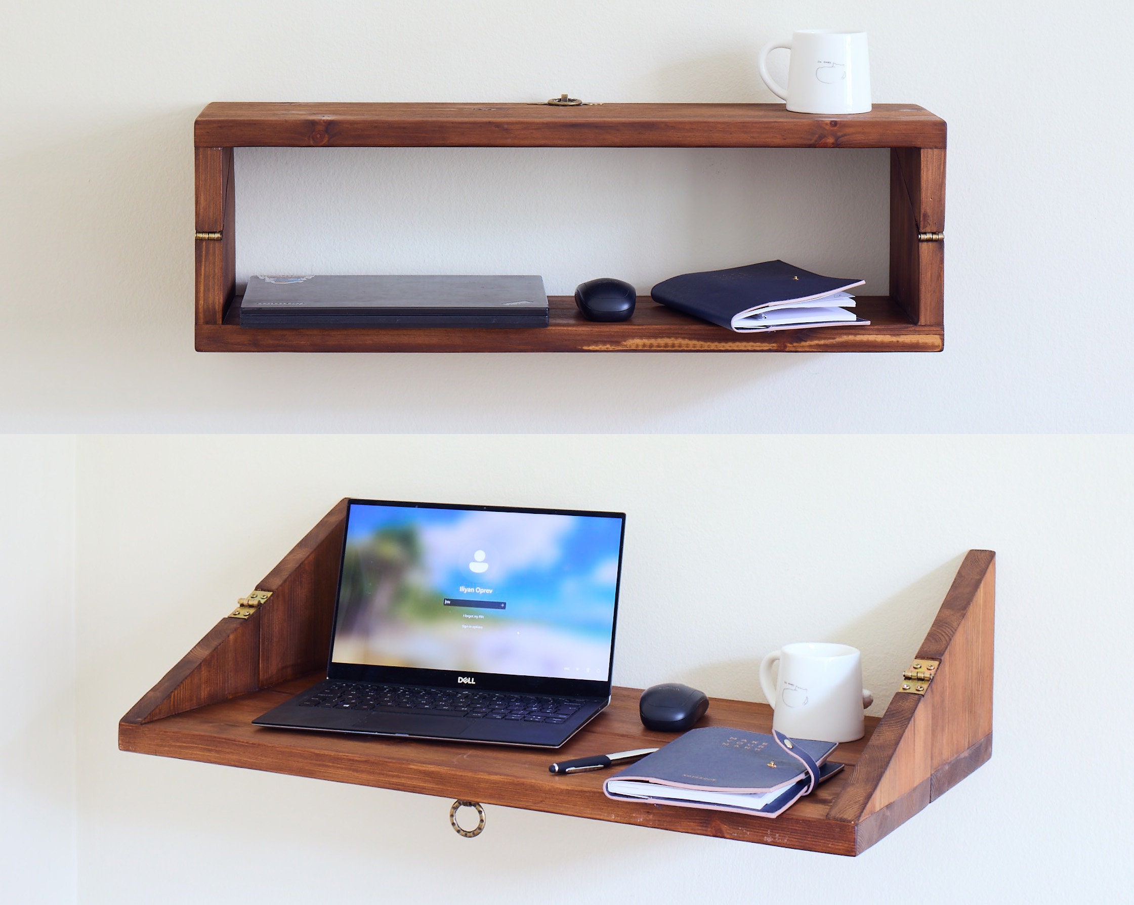 Pine Wood Wall Mount Desk: Foldable Standing Desk - Etsy