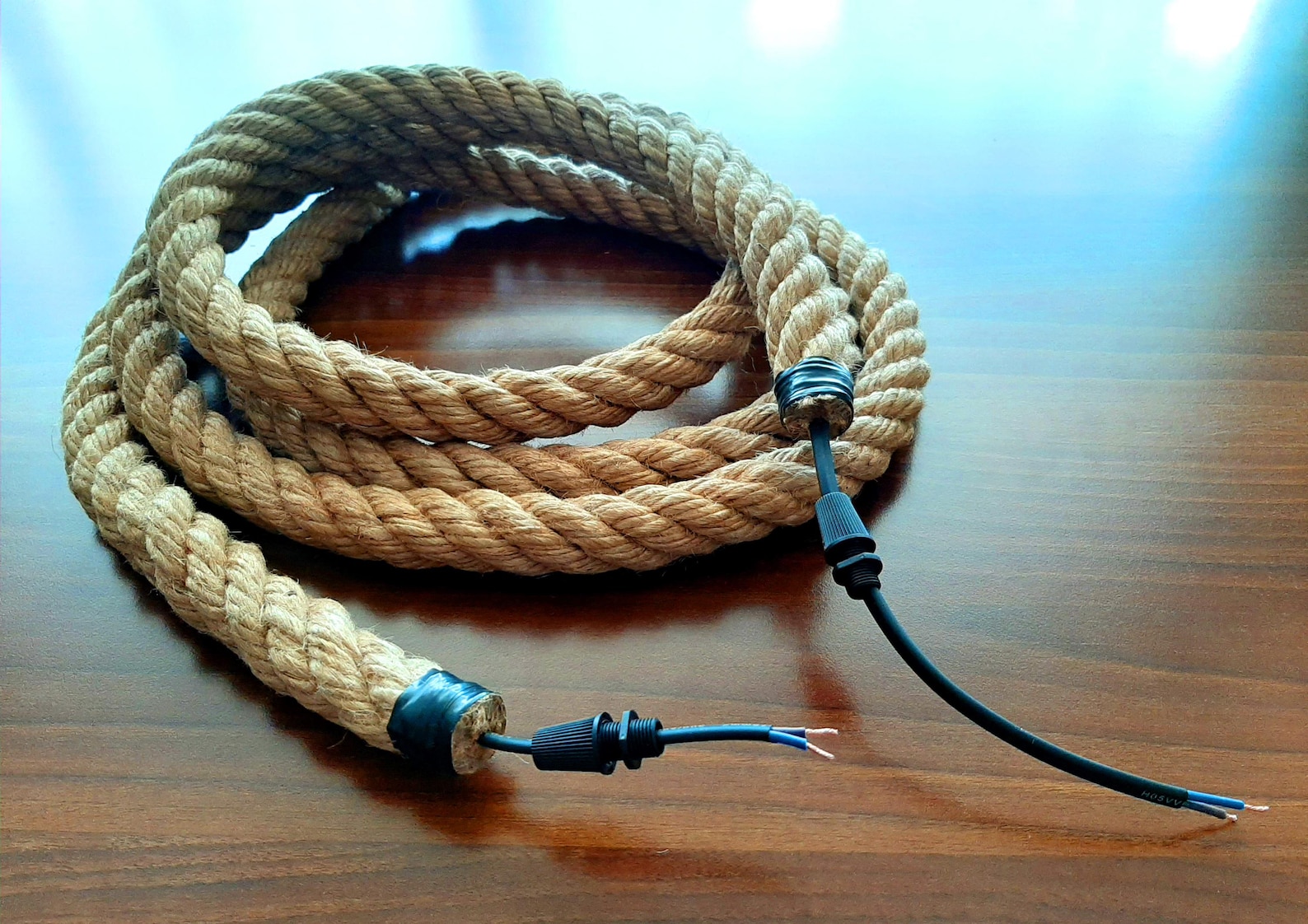 Twisted Jute Rope Light Cord: Rustic Farmhouse Lighting Cable, Rope ...