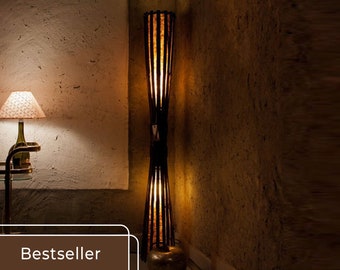 Floor Lamp, Rustic Floor Lamp, Bamboo Floor Lamp, Floor Lamp Boho, Torchier Floor Lamp, Sturdy Rustic Lamp, Ambient Light, Modern Farmhouse