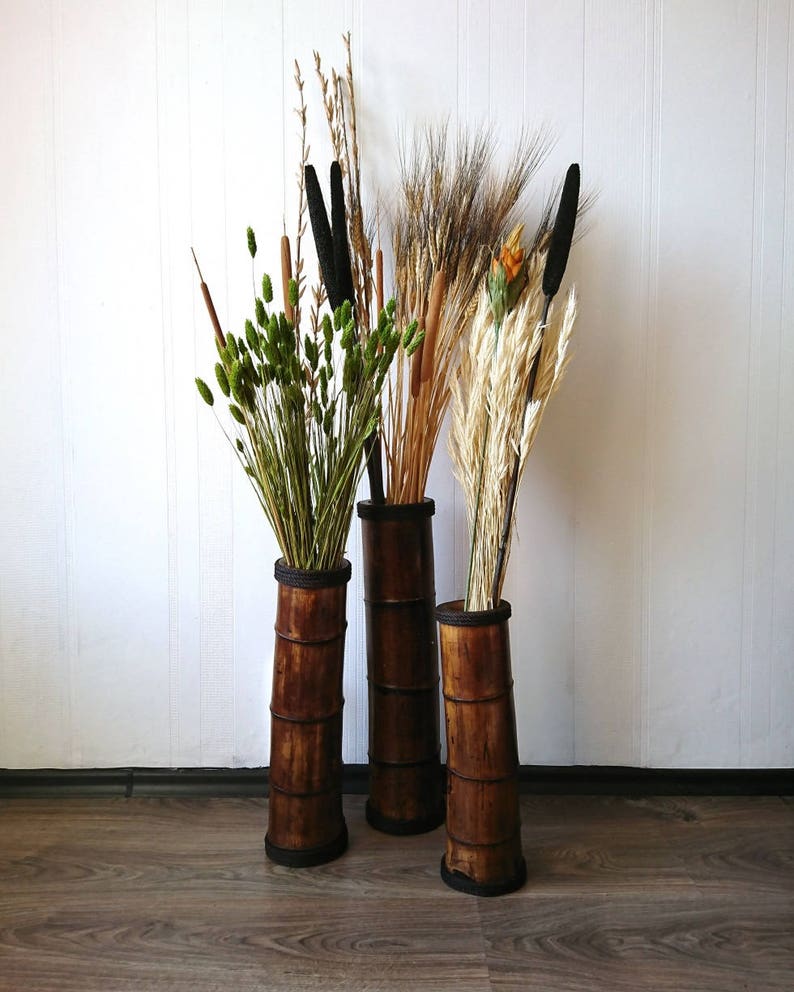 Rustic Wedding Vases Wood Floor Vases Set of 3 Vases Etsy