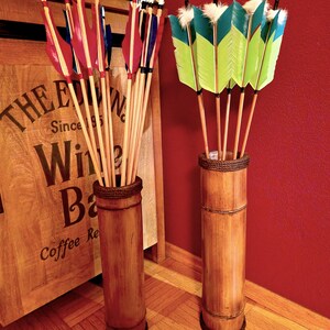 Bamboo Floor Vases Set of 3: Rustic Farmhouse Decor, Wooden Floor Vases, Outdoor Decor, Home Gift For Her image 4