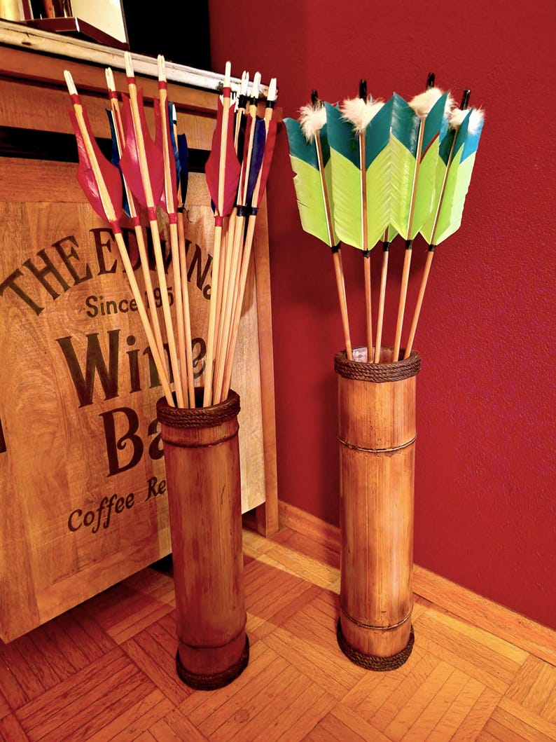 Bamboo Floor Vases Set of 3: Rustic Farmhouse Decor, Wooden Floor Vases, Outdoor Decor, Home Gift For Her image 4