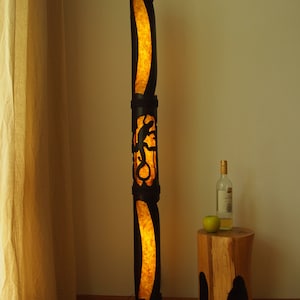 Lampada da terra, lampada da terra giapponese, lampada asiatica, luce ambientale in bambù, lampada d'accento, lampada artigianale, mobili in bambù, lanterna di carta in bambù