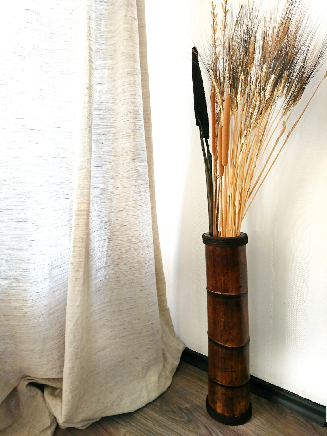 Bamboo Floor Vase Housewarming Decor Wooden Vase Gift For Etsy