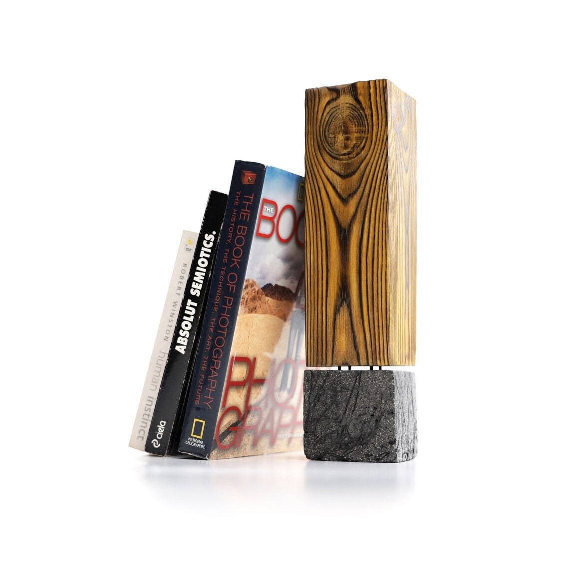 Bookend de Lettre, Rangement Livres, Bookend de Bois, Serre-Livre en Béton, Serre-Lit Décoration Int