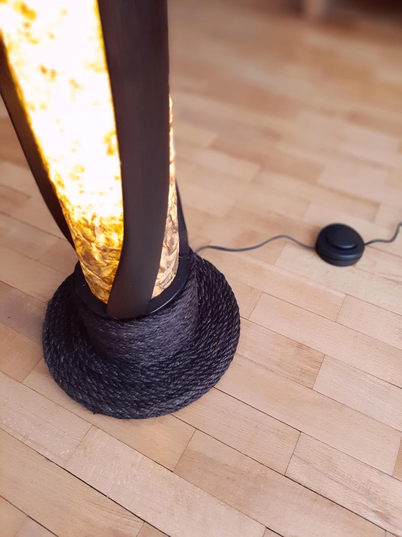 Floor Lamp, Standing Lamp, Tall Floor Lamp, Wood Floor Lamp Bamboo, Rustic Modern Floor Lamp, Artisan Floor Lamp, Boho Standing Lamp image 10