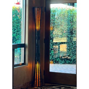Handmade Bamboo Floor Lamp, Flickering Garden Light