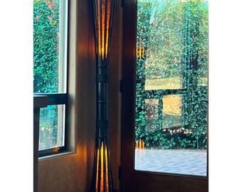 Handmade Bamboo Floor Lamp, Flickering Garden Light