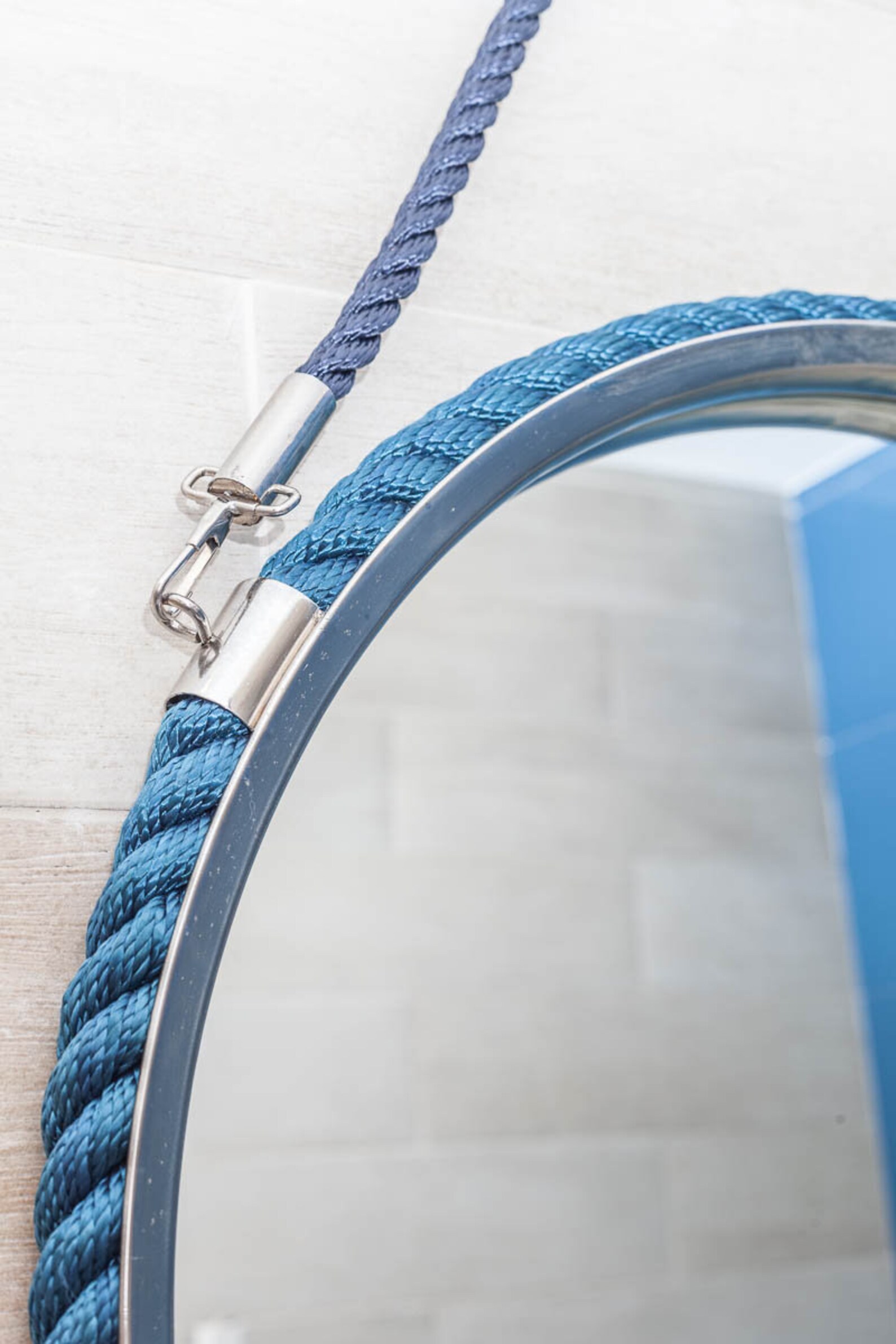 Nautical Rope Mirror for Bathroom in Coastal Blue Oval Etsy