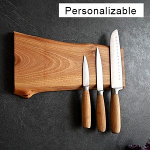 Personalisierter magnetischer Messerhalter aus Nussbaumholz, magnetischer Messerhalter, magnetischer Messerblock aus Holz, magnetische Messerleiste, benutzerdefinierte Messeranzeige