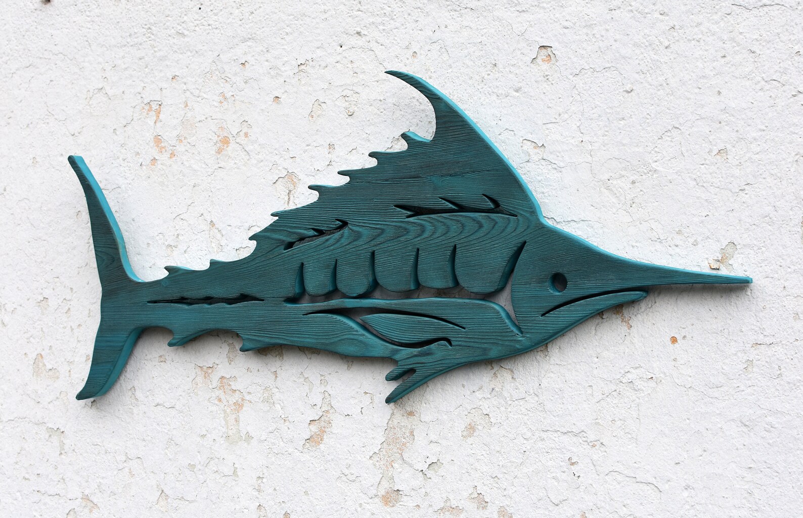 Wooden Marlin Wall Art Hand Carved Fish Wall Art Coastal Etsy