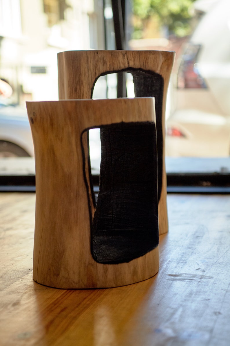 Burned Wood Tables Tree Stump Tables Wood Side Tables Wood Etsy