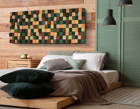 Wood Colored Pine Wood Headboard King queen in Boho Style Etsy UK