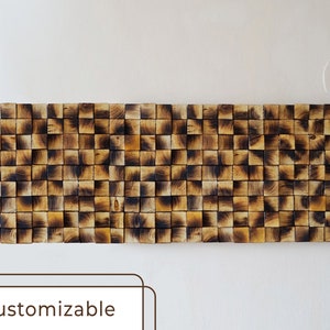 Headboard King, Wood Floating Wall Headboard, Burnt Wood Headboard, Wooden Wall Sculpture, Wood Wall Art, Bedroom Rustic Wall Decor