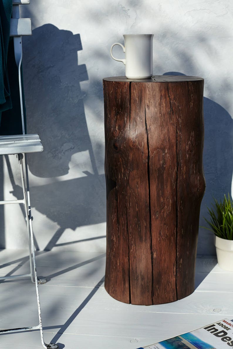 Coffee Table Patio Decor Wood Stool Tree Stump Garden Outdoor Rustic Wooden