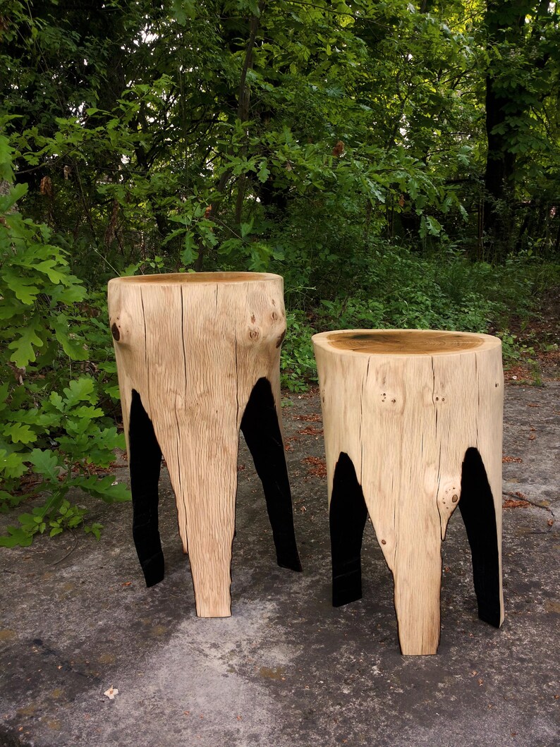 Rustic Tree Stump Side Table: Modern Farmhouse Wood Stool image 14