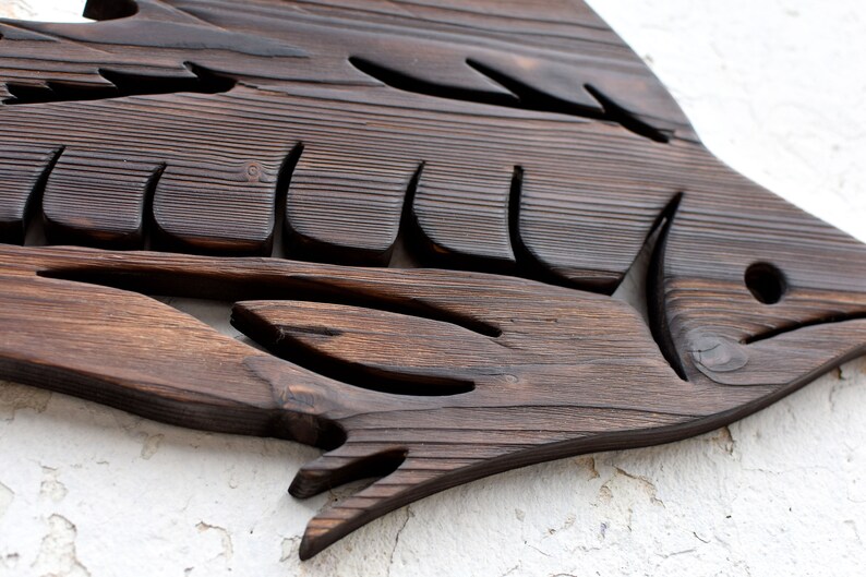 Wooden Marlin Wall Art Hand Carved Fish Wall Art Coastal Etsy